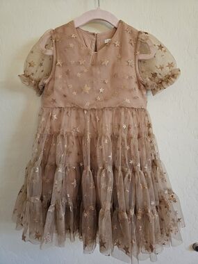 Girls' Sparkle Star Tulle Dress - Dusty Rose/Gold